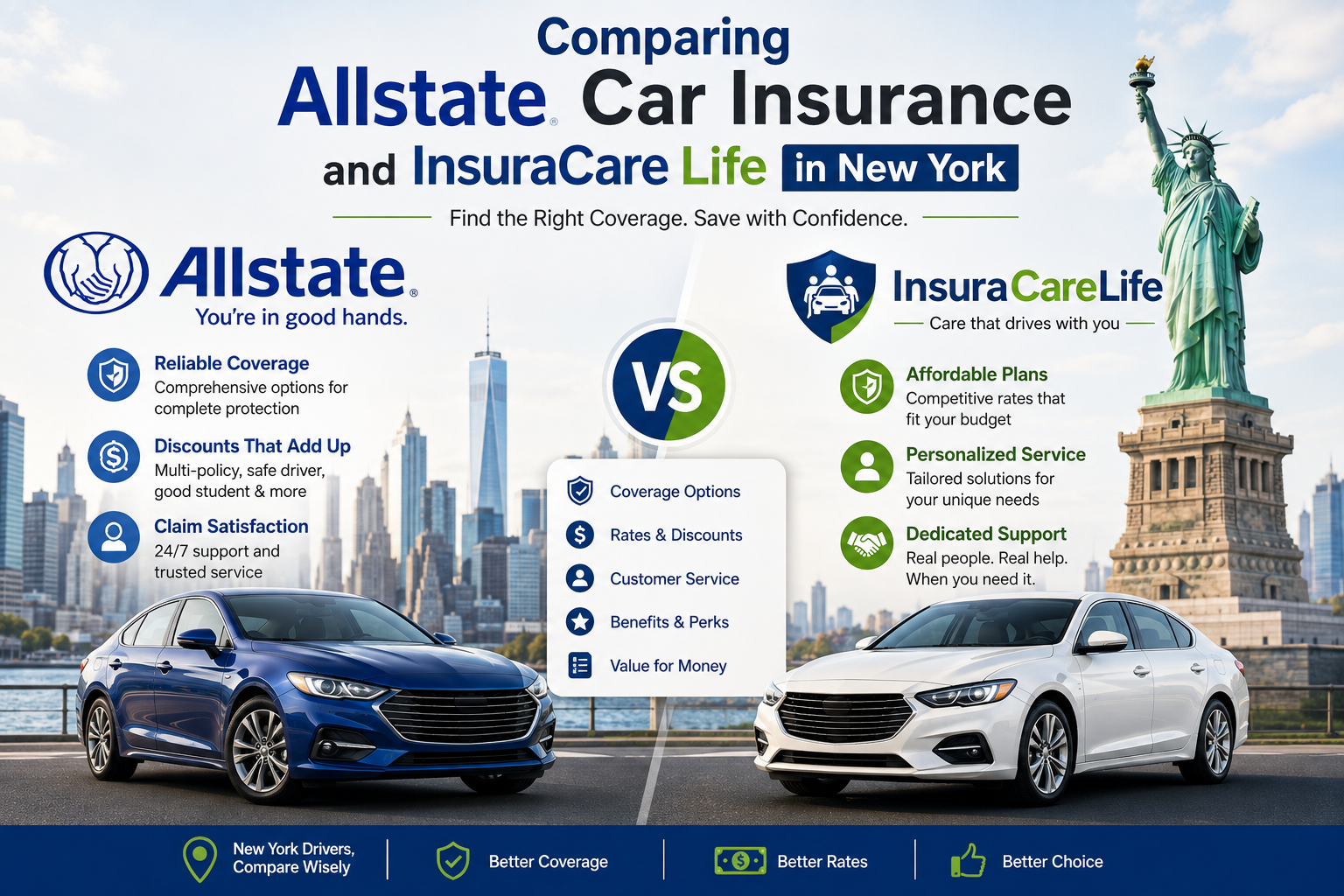 Comparing Allstate Car Insurance and Insuracare Life in New York